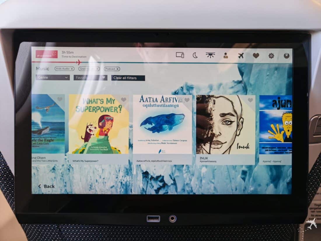 In-flight music menu