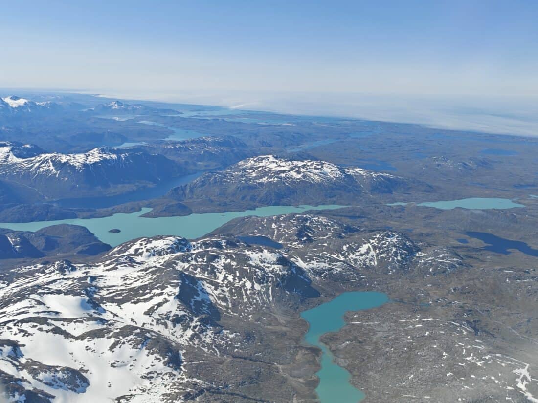 Greenland lake landscape from above
