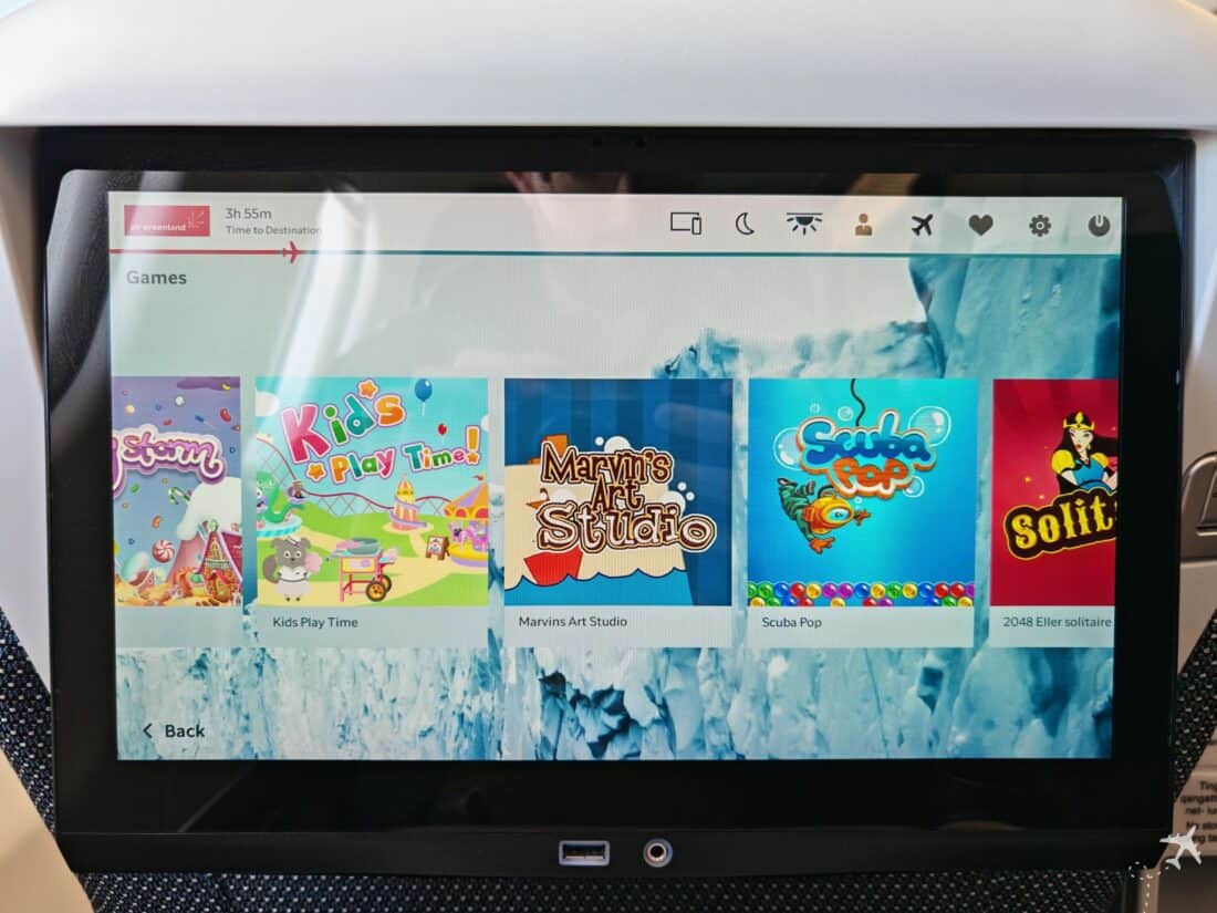 In-flight games selection