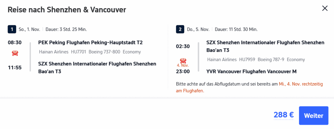 PEK SZX YVR 288
