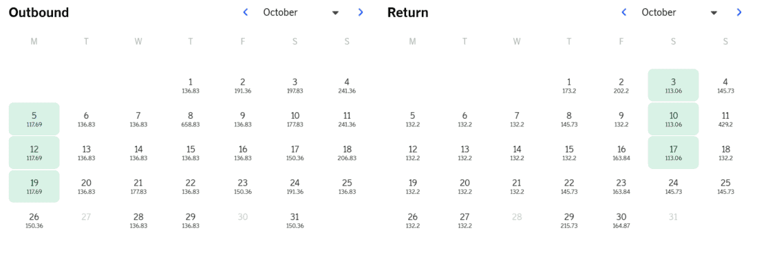 Price calendar SAS
