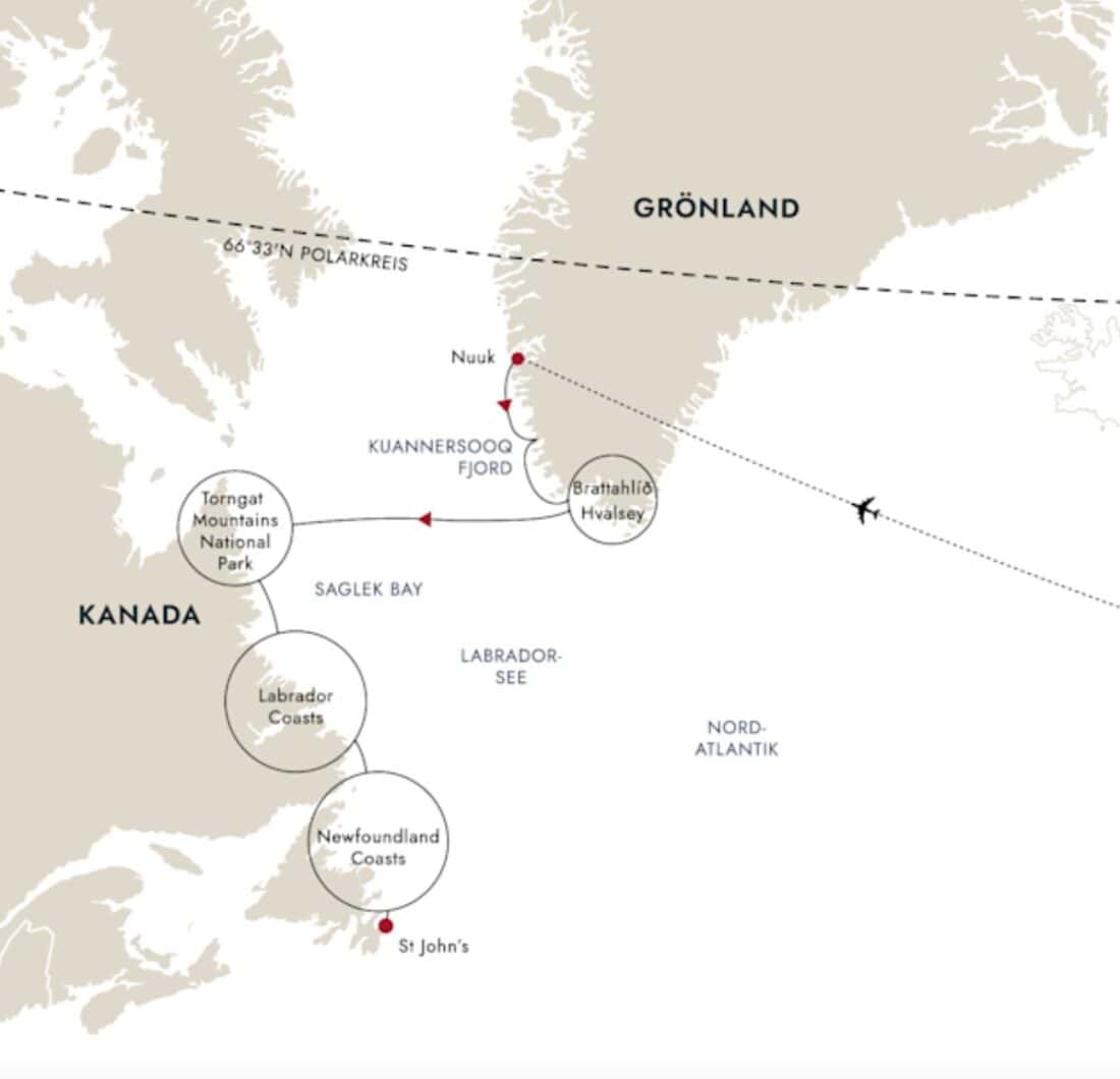 Routing map MS Roald Amundsen