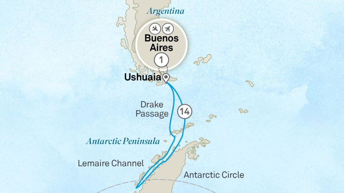 Planned routing round-trip from Ushuaia