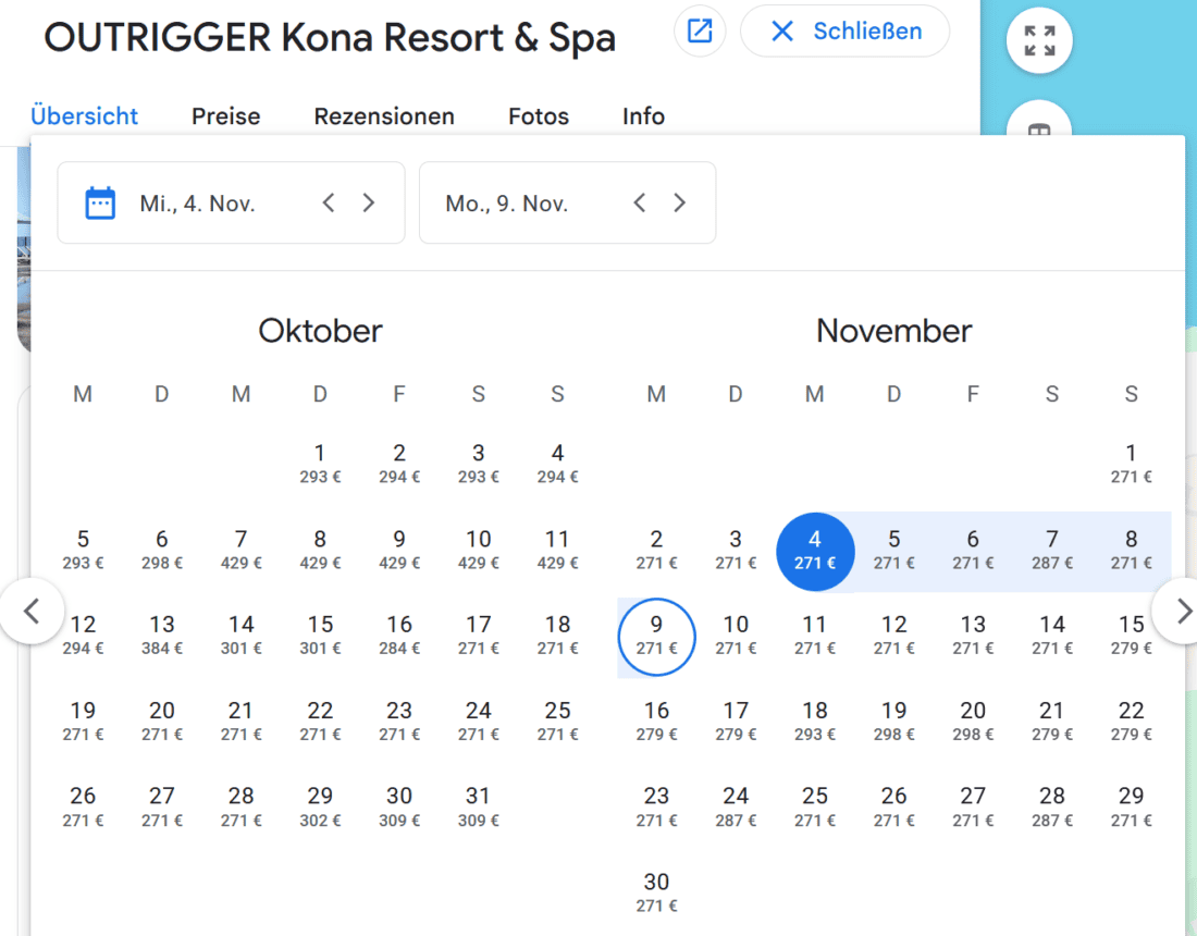 Google Hotels price comparison screenshot