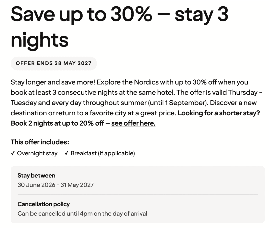 Strawberry Hotels 3 nights offer
