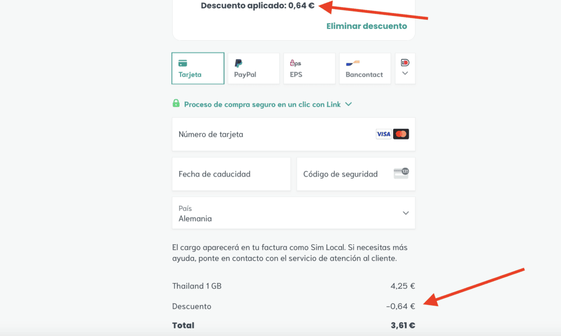 Sim Local descuento aplicado