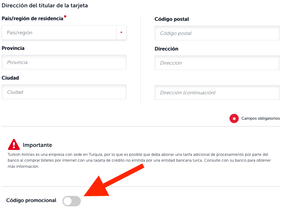Turkish Airlines codigo promocional