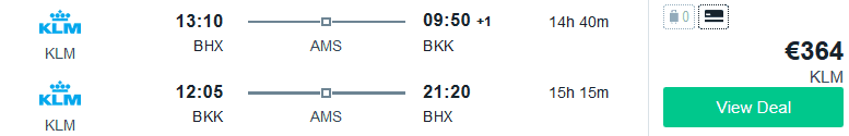 KL BHX BKK €364