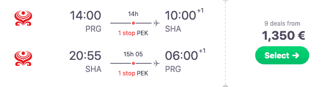 PRG SHA Hainan Airlines